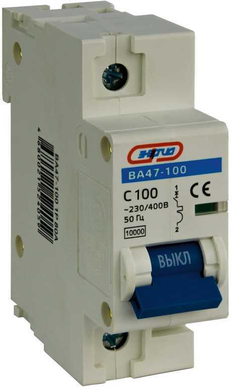Автоматический выключатель ВА47-100 1P 100А (С) 10кА ЭНЕРГИЯ Е0301-0082 Автоматические выключатели фото, изображение