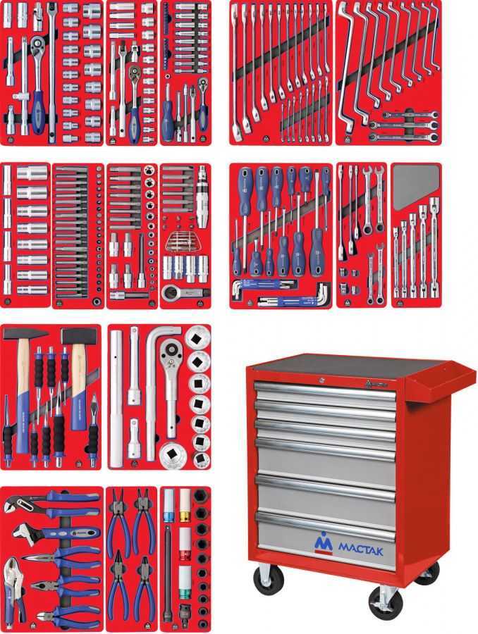 Набор инструментов "ЭКСПЕРТ" в красной тележке, 323 предмета МАСТАК 52-06323R Готовые решения в тележках МАСТАК фото, изображение
